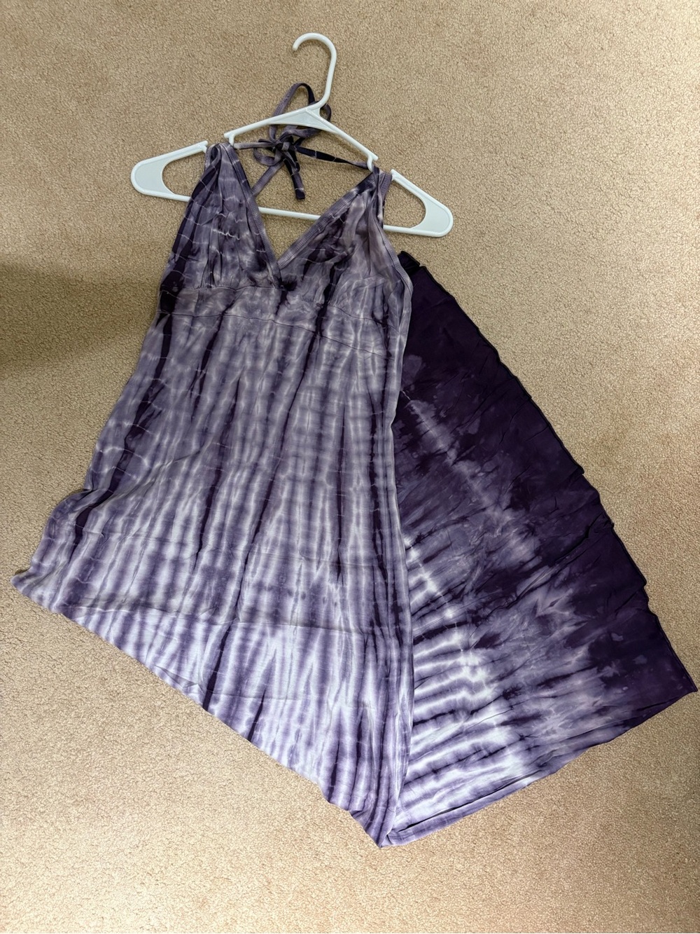 Prana Lavender Tie-Dye Halter Dress